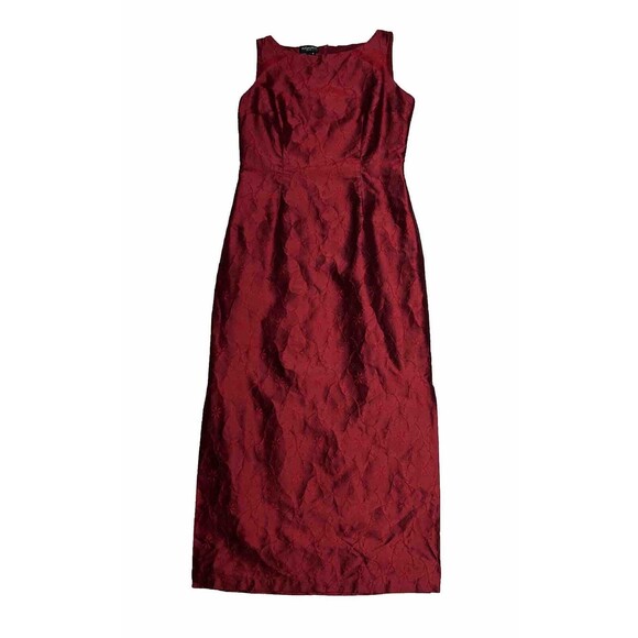 Due Per Due Dark Red Silk Embroidered Maxi Sleeveless Evening Dress Women’s 8 M - Picture 1 of 11
